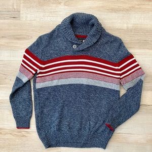 Retrofit Knitted Sweater Boys 7 8 Small Blue Cowl Neck Cotton & Acrylic